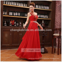 A-Line One Shoulder Appliques Pattern Ball Gown Long Robe de soirée en mousseline de soie